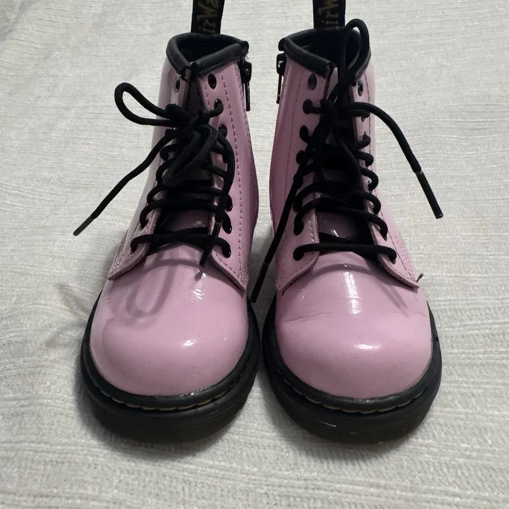 Dr Martens Kids 1460 Boots Lot Pink Patent Beige Lace Up Youth Size 9